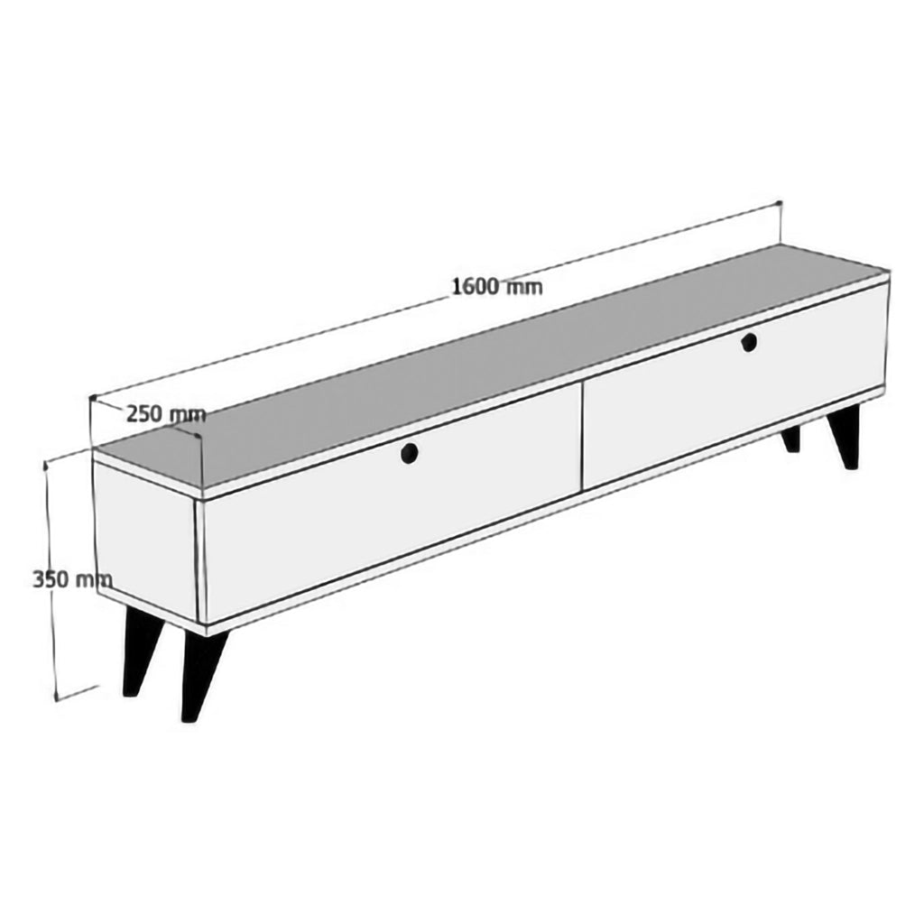 Atestino, Mobile Porta tv 2 Ante, 160x25x40h cm Bianco