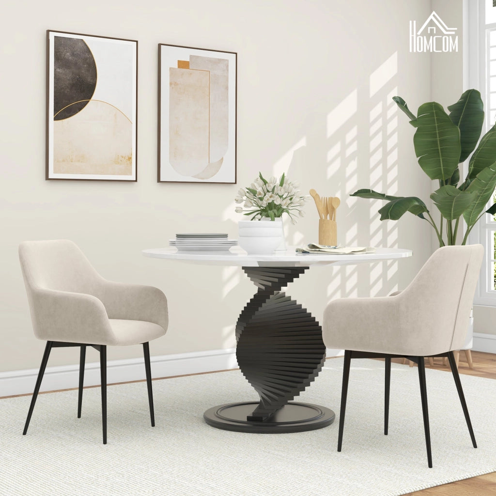 Set 2 Sedie Imbottite Stile Nordico 54x57x80 cm Tessuto Effetto Velluto Crema