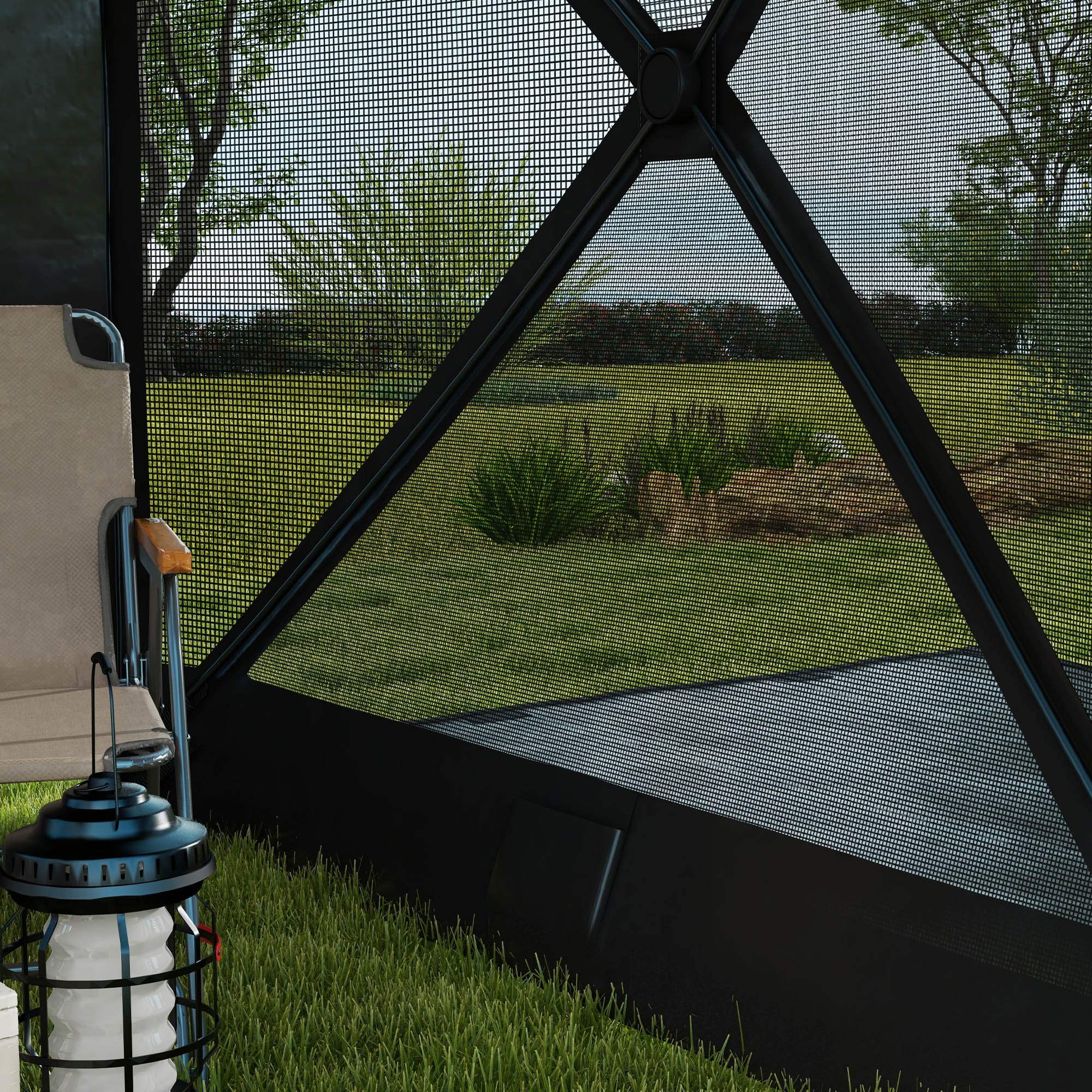 Gazebo da Giardino  Pieghevole con Tende e Zanzariere 2x2,5m e Borsa di Trasporto Nero