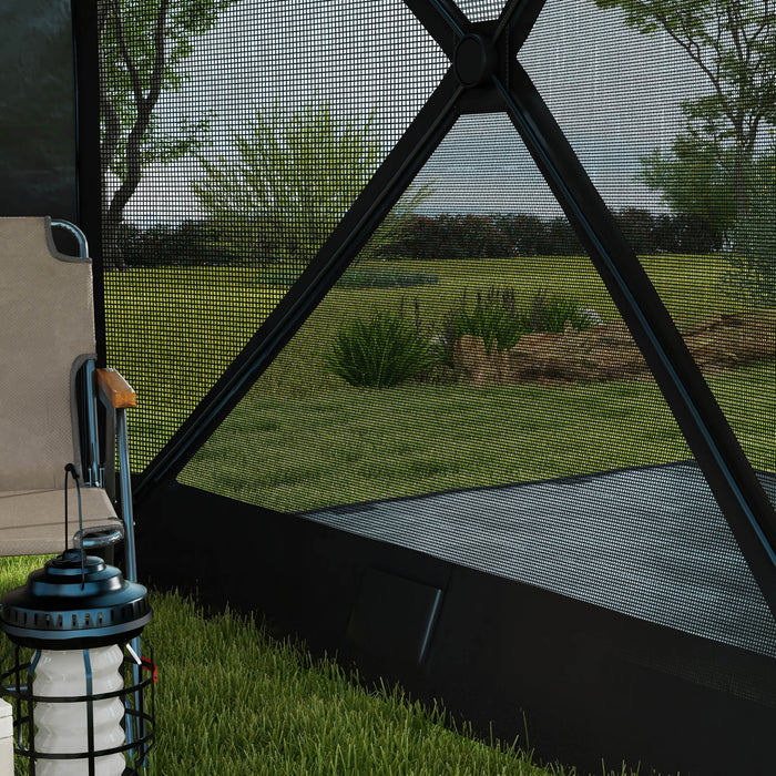 Gazebo da Giardino  Pieghevole con Tende e Zanzariere 2x2,5m e Borsa di Trasporto Nero