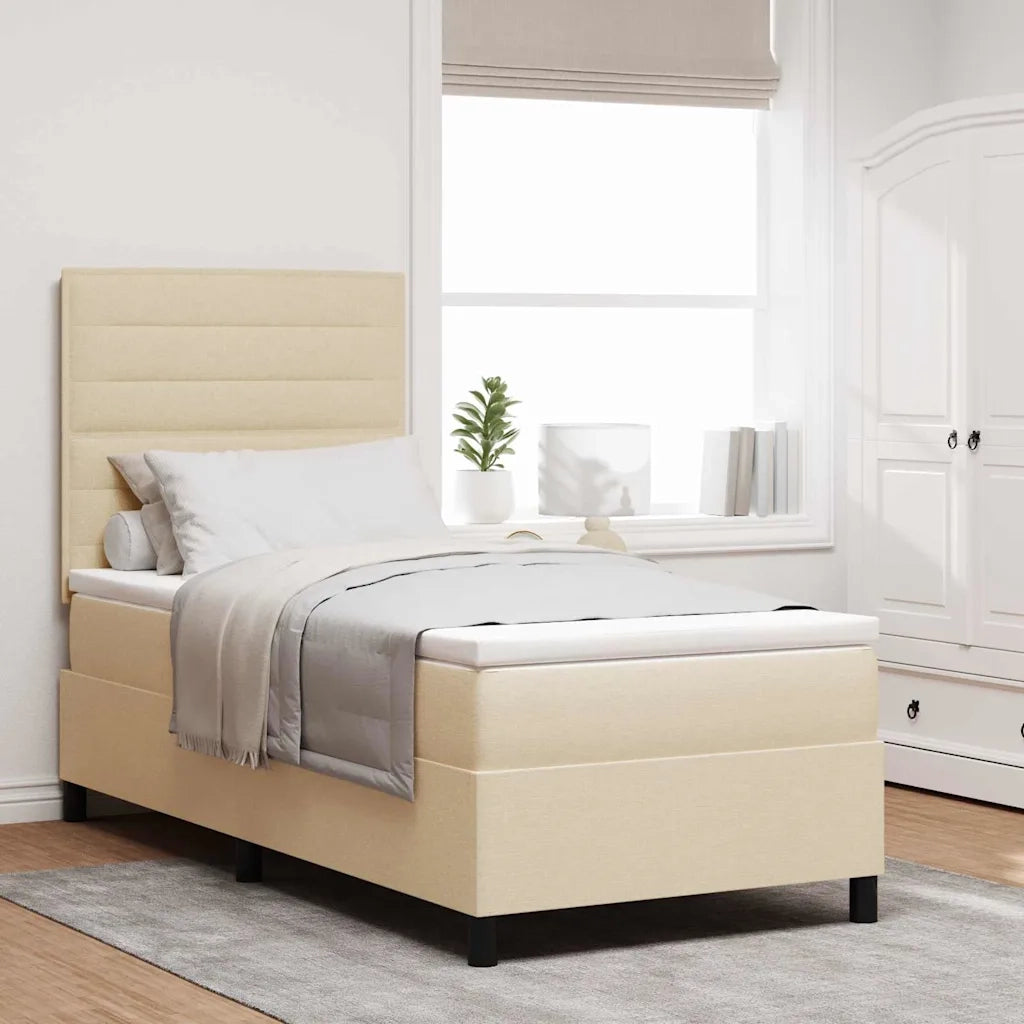 Letto a molle con materasso Crema 80 x 200 cm Tessuto 3339271