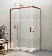 Box doccia angolare BASIC apertura al vertice 85x90 cm (80-85/85-90) rame vetro satinato