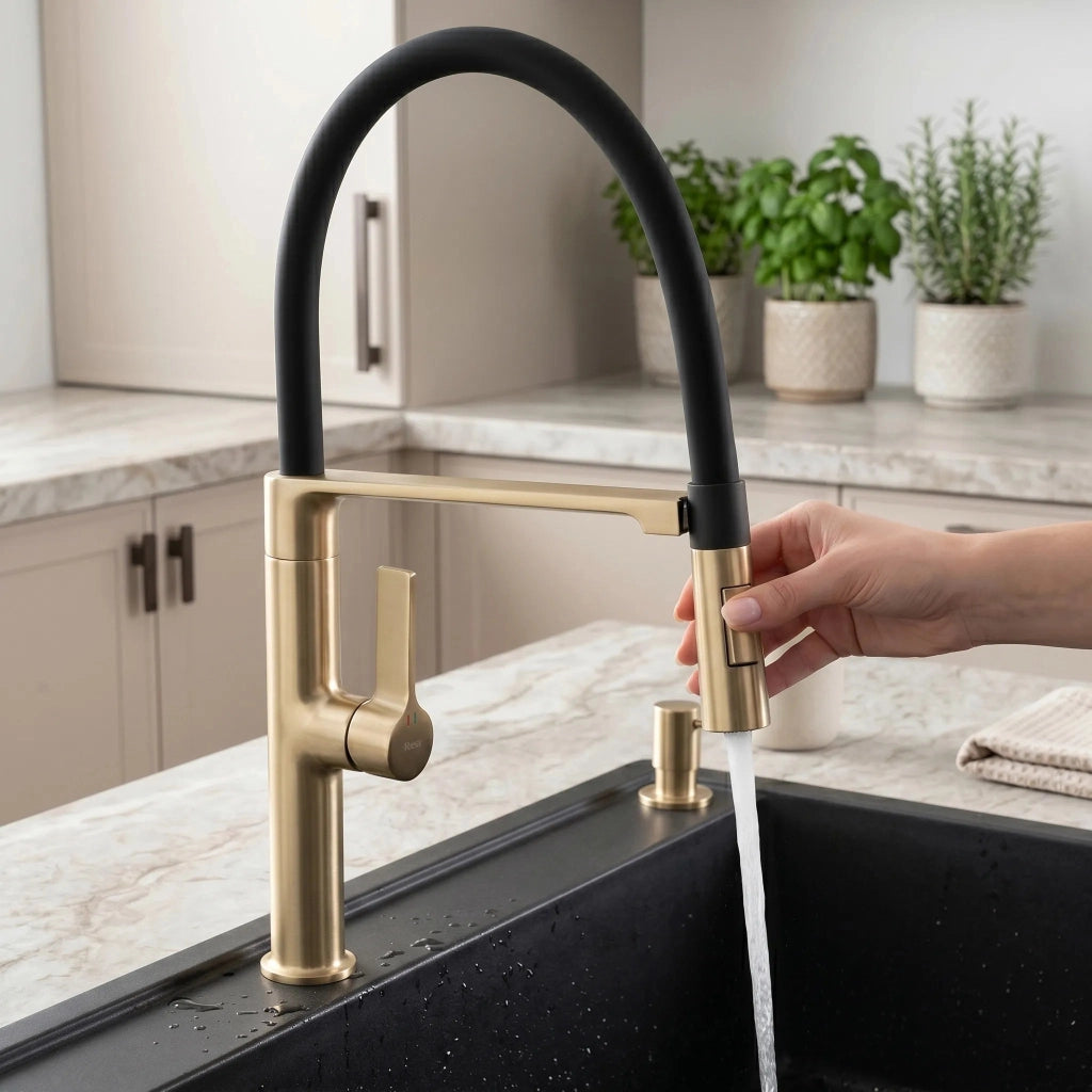 Rubinetto Da Cucina Rea Lago Brush Gold