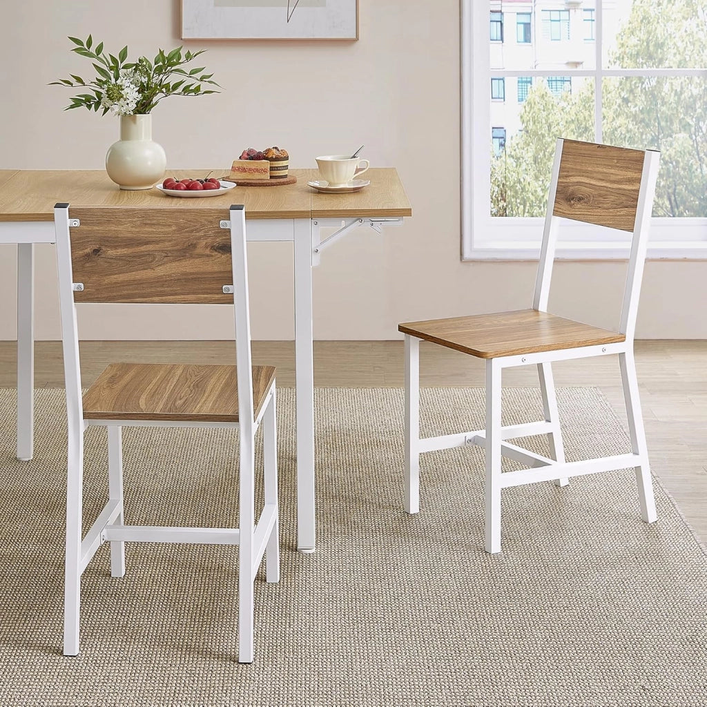 VASAGLE Sedie da Pranzo, Set di 2 Sedie da Cucina, Struttura in Acciaio, Stile Industriale, per Sala da Pranzo, Soggiorno, Cucina, Marrone Grano e Bianco Nuvola LDC092W01