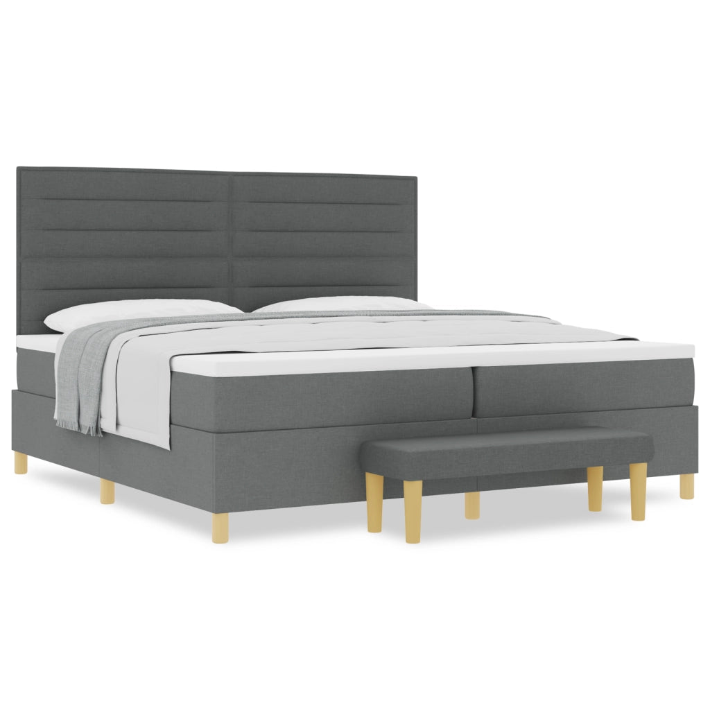 Letto con Reticolo e Materasso & Panca Grigio Scuro 200x200 cm Tessuto