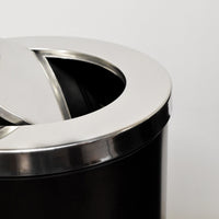 Cestino Gettacarte Ø38,5 cm in Metallo Nero Opaco 52L con Coperchio Girevole
