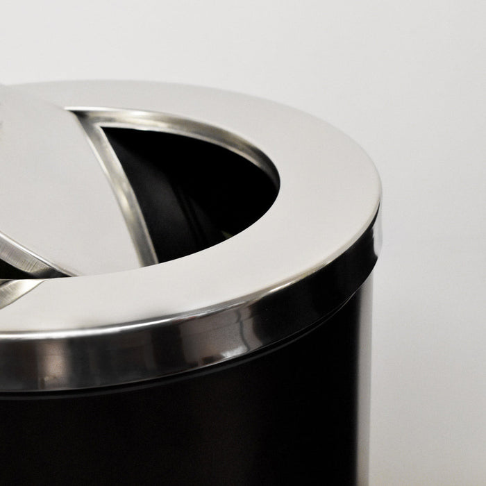 Cestino Gettacarte Ø38,5 cm in Metallo Nero Opaco 52L con Coperchio Girevole