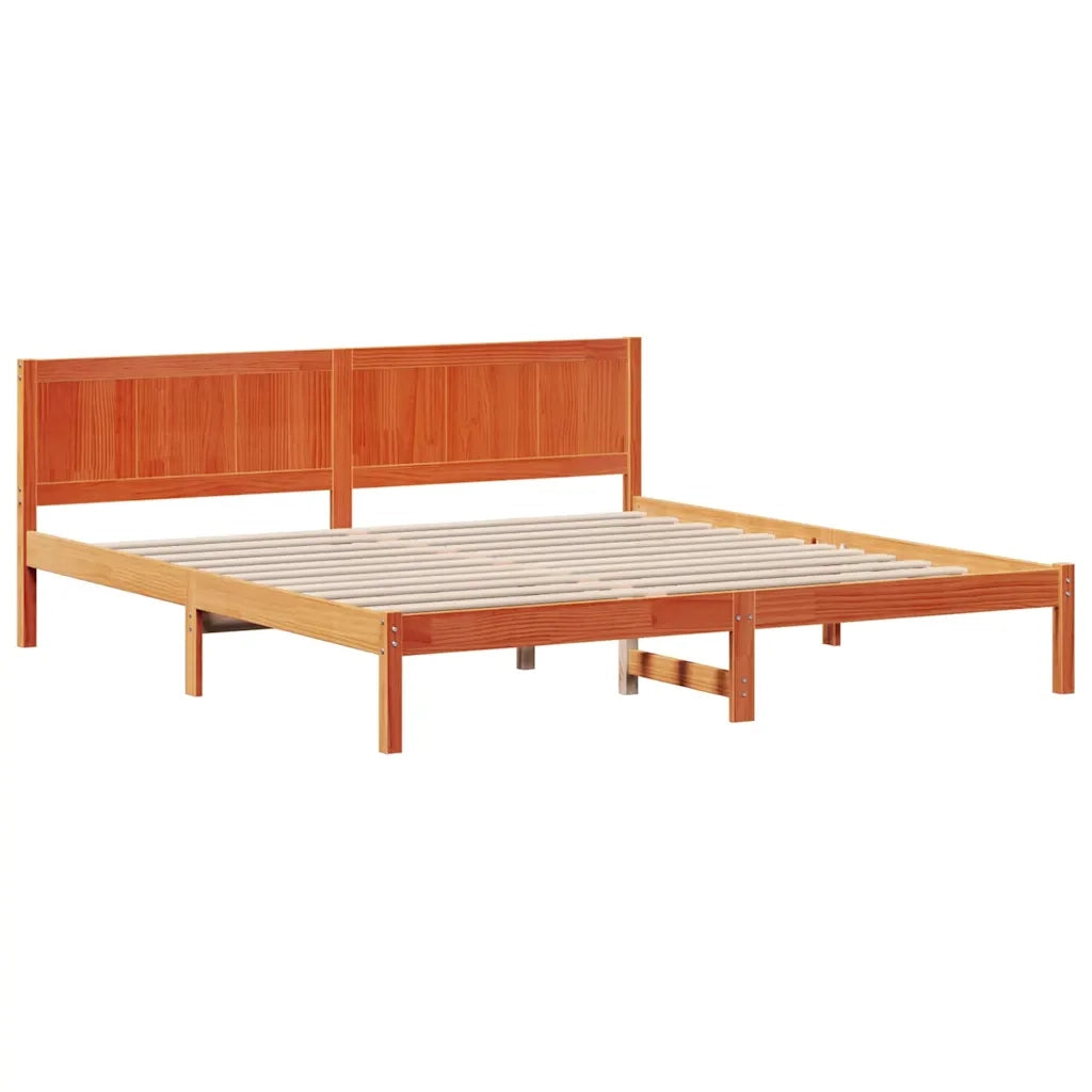 Struttura del letto Marrone 200 x 200 cm Legno massello di pino 872178