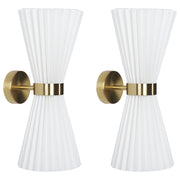 Set di 2 Applique da parete moderna con paralume in tessuto e struttura in ottone e metallo bianco camera da letto soggiorno elegante