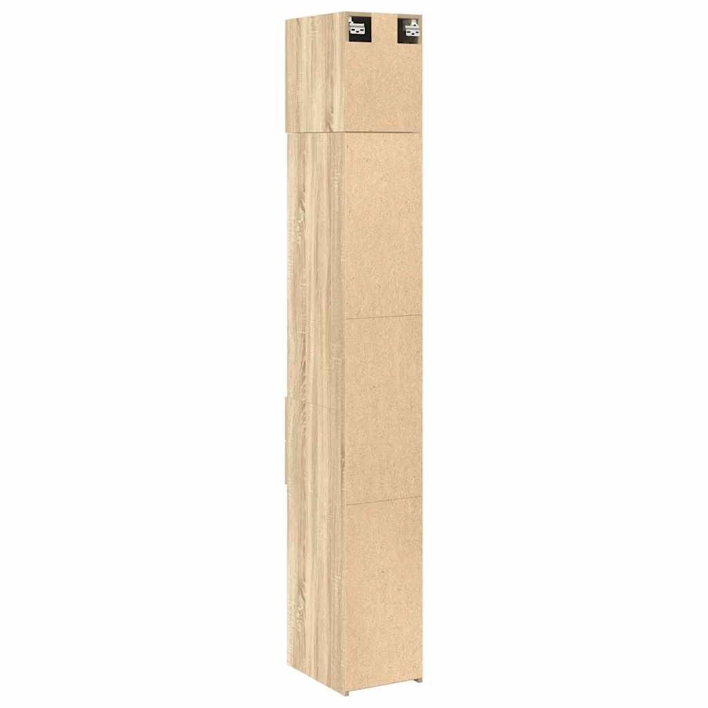 Mobile contenitore sottile 30 x 42,5 x 225 cm capiente moderno multifunzionale realizzato in legno ingegnerizzato di rovere Sonoma 02_0055554