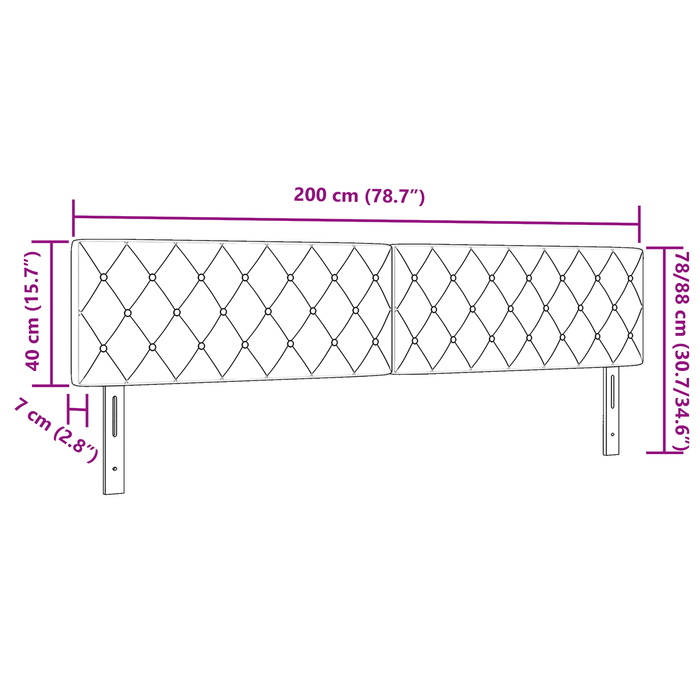 Testiera  con bottoni in cristallo, tufted, rosa, 200 cm, velluto