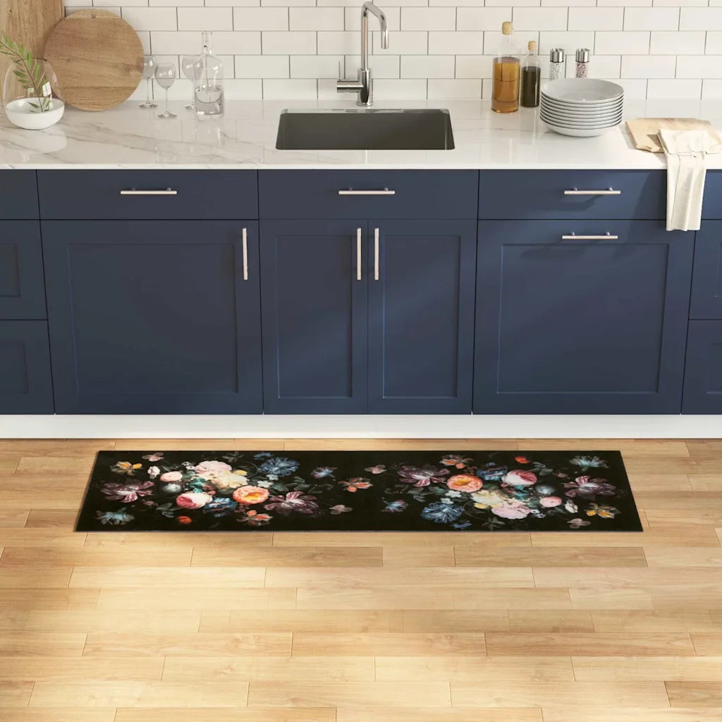 Tappeto da Cucina Nero 150 x 45 cm Velluto 42013426