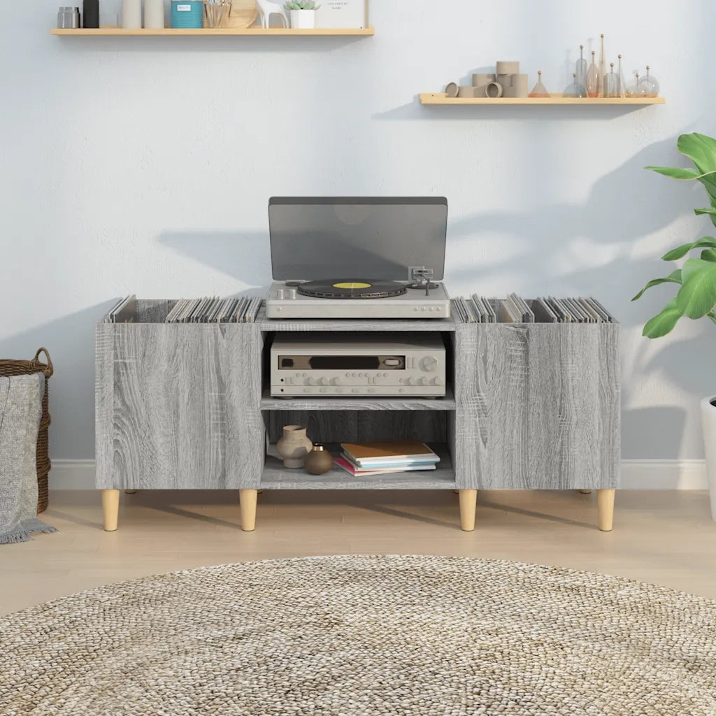 Mobile Porta Dischi Grigio Sonoma 121x38x48cm Legno Multistrato 831931
