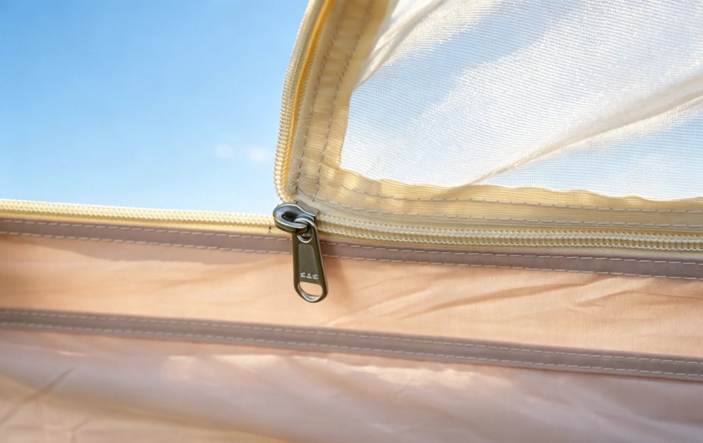 Tenda A Campana Per Campeggio Familiare Beige 300 X 300 X 200 Cm In Poliestere Per 3-4 Persone Con Bocchetta Per Stufa