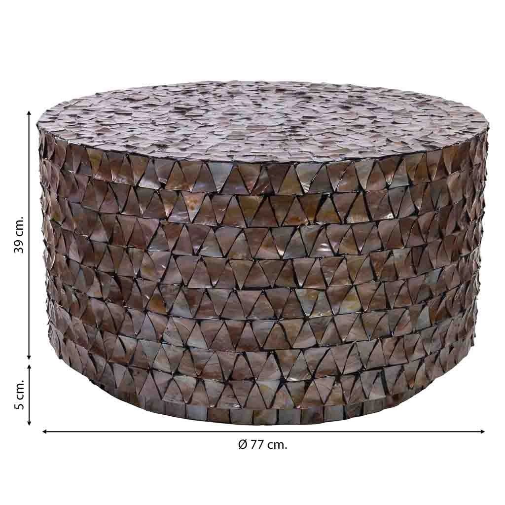 Tavolo da caffè in legno e madreperla marrone d77x43/5h cm