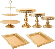 Set di gradinate 6 pezzi - piatto per torta - base per torta - piatto dorato - servizio decorativo