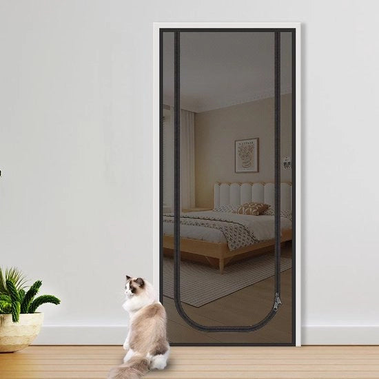 Porta gatto robusta, porta gatto morbida con cerniera, porta gatto anti-furto, porta gatto anti-zanzare, porta gatto con gas anti-felino ad alta densità, compatibile con soggiorno, cucina, camera da letto, colore nero, 100x220cm.