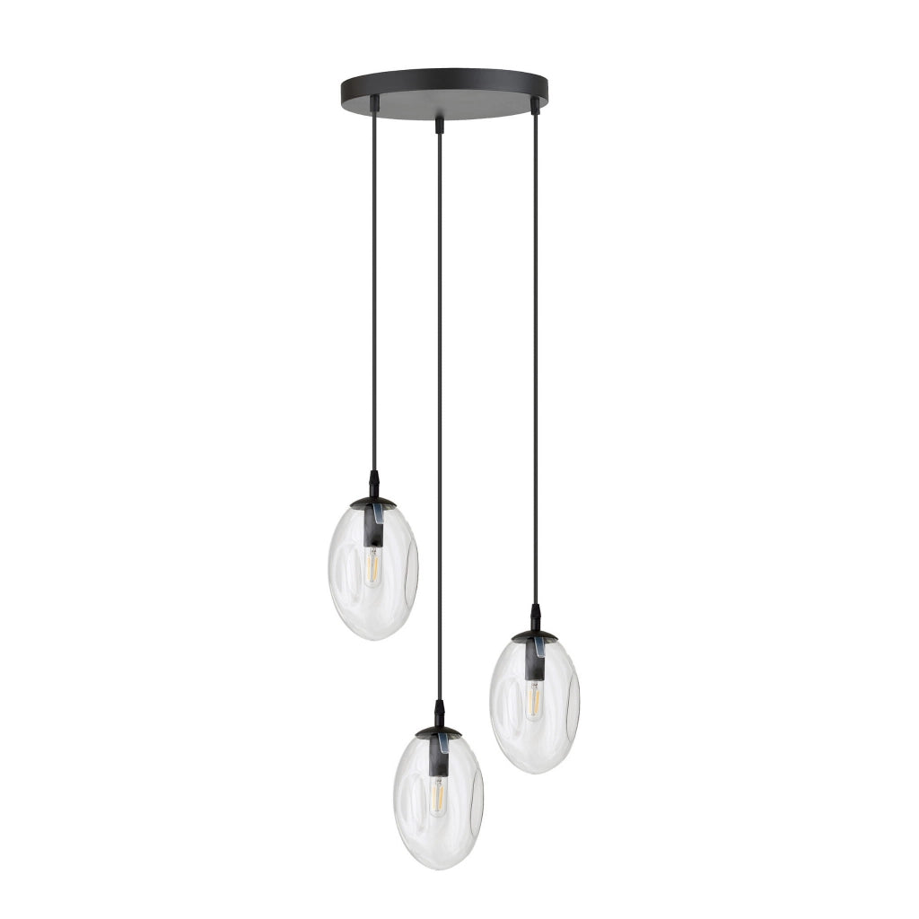 Lampadario Emibig Astral 3xE14 vetro trasparente nero