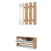 Viggiano, Mobile da Ingresso Specchio Incluso, 91.5x28x202h cm Bianco