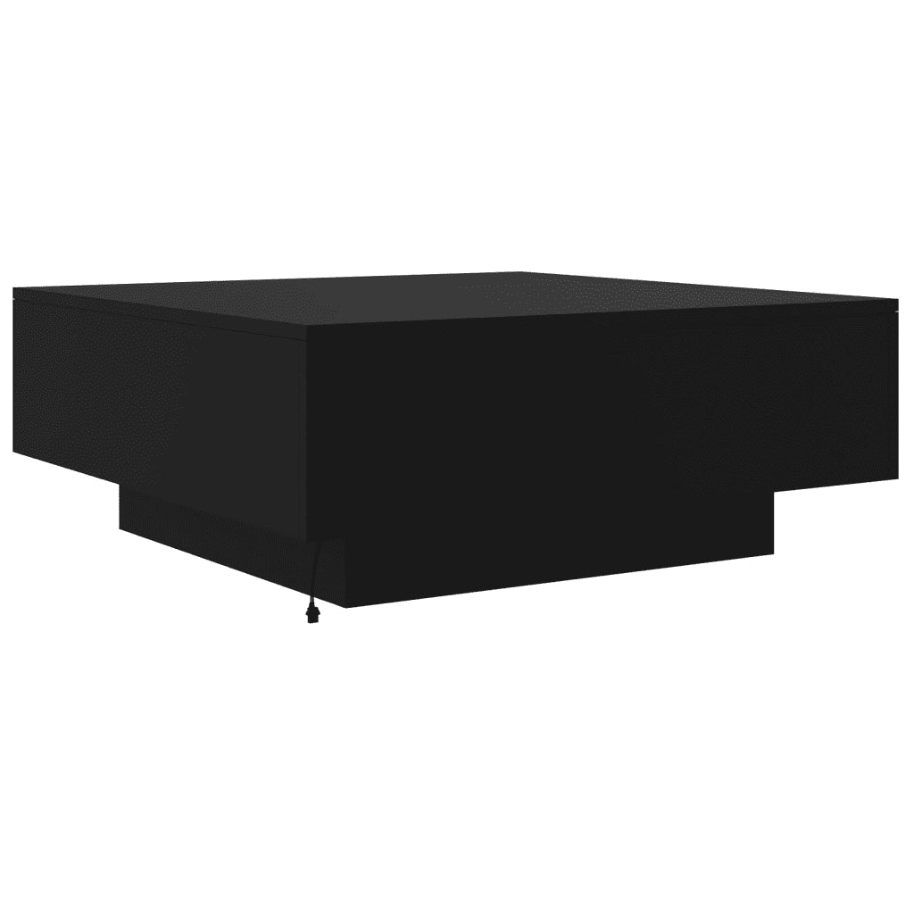 Tavolino da Soggiorno con Luci LED-Tavolino da Salotto-Tavolo Nero 80x80x31 cm