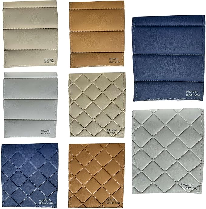 Tessuto FintaPelle Nautica Tappezzeria Alta Qualità "PRUATEK" - Colore ROMBI BIANCO 0376 - Morbida e Resistente - Vendita al Metro - H.140