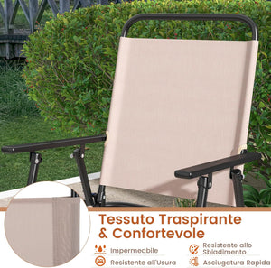 Set di 2 Sedie da Bar Pieghevoli per Esterno, Sedie da Pranzo con Tessuto Traspirante e Telaio in Metallo, Sedie Alte con Braccioli e Poggiapiedi, per Giardino e Balcone