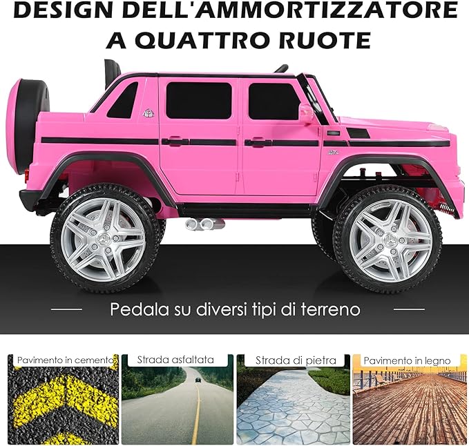 Mercedes Benz Macchina Elettrica per Bambini 12V, Veicolo Elettrico con Luci LED e Chiusura di Sicurezza, Macchina Cavalcabile per Bambini 3-8 Anni (Rosa)