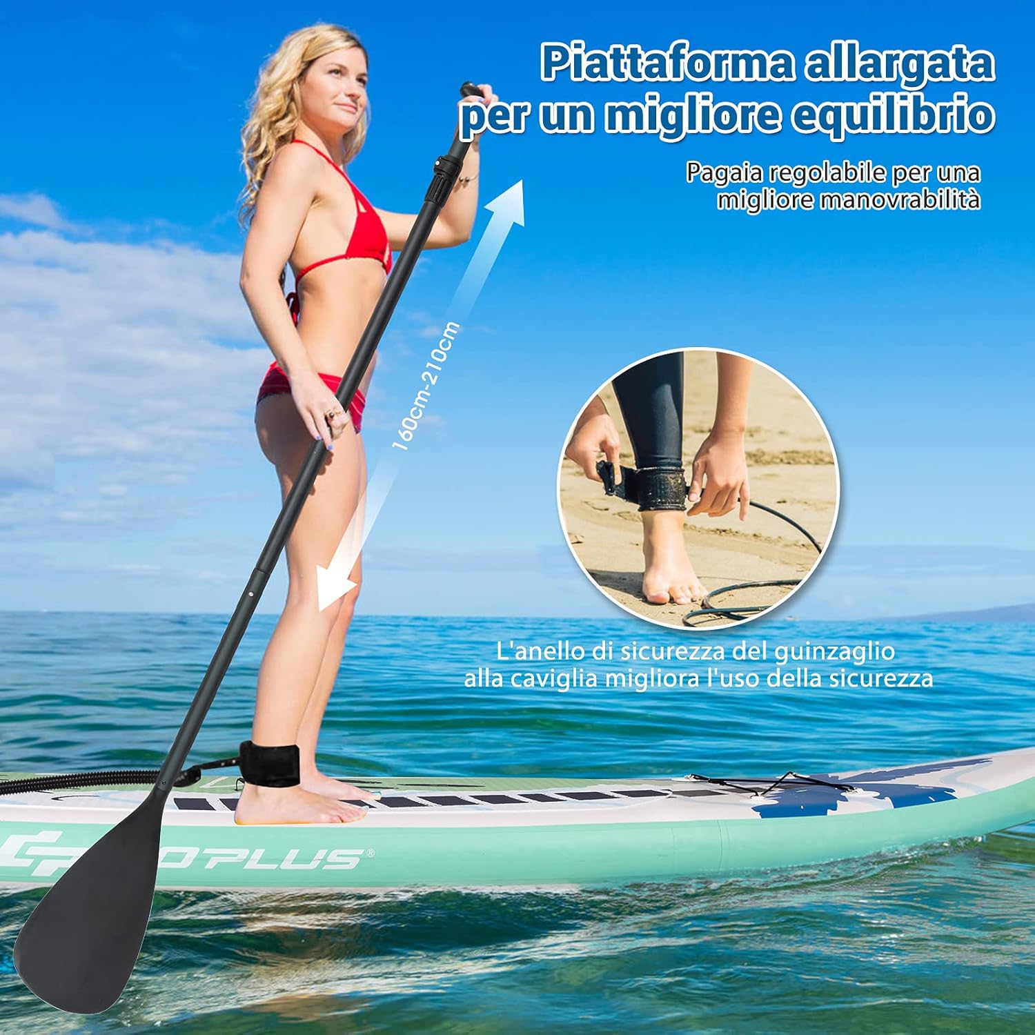 Tavola da Surf Gonfiabile Stand Up Paddle, Tavola da SUP con Accessori Completo e Borsa di Trasporto Impermeabile