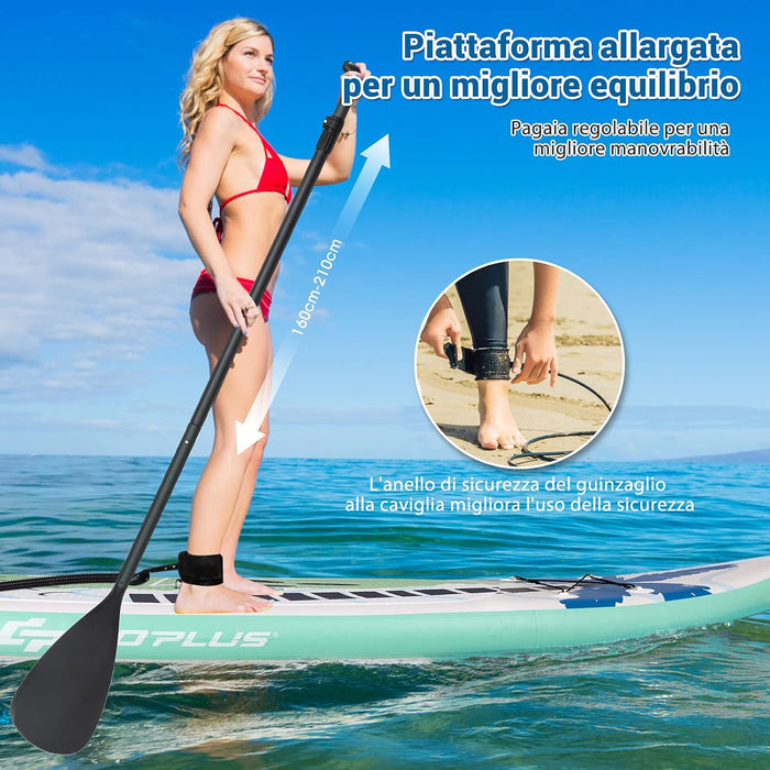 Tavola da Surf Gonfiabile Stand Up Paddle, Tavola da SUP con Accessori Completo e Borsa di Trasporto Impermeabile