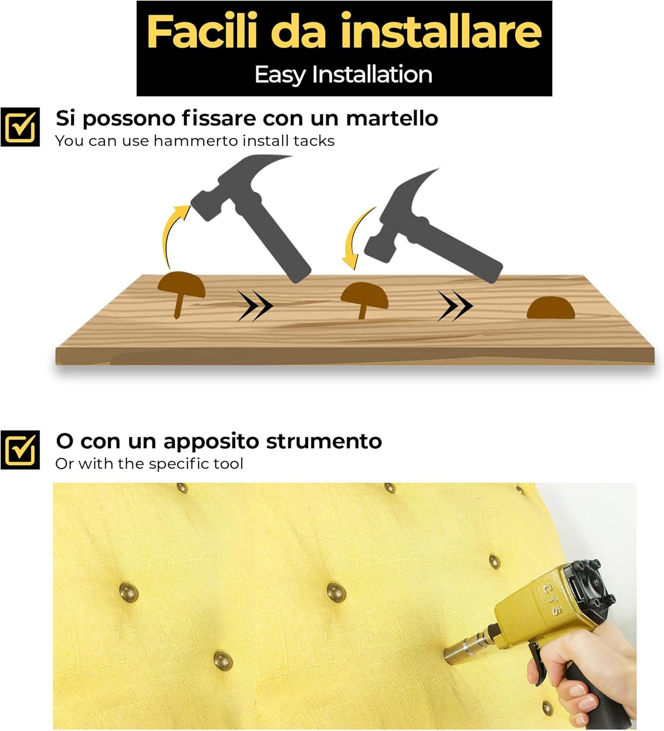 Bullette Tappezzeria 100pz | Chiodi Decorativi | Arredamento Restauro Mobili | Rame