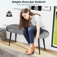 Panca Scarpiera da 113 cm, Panca da Ingresso con Cuscino Imbottito in Spugna e Gambe Metalliche Solide, Panca Fondo Letto per Soggiorno Camera da Letto, Carico 300 kg (Grigio)