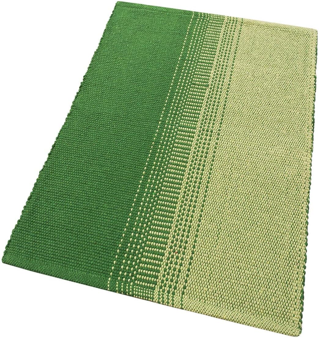 Tappeto Cucina Bagno Puro Cotone Assorbente Tessuto Intrecciato a Mano Verde 55x240 cm