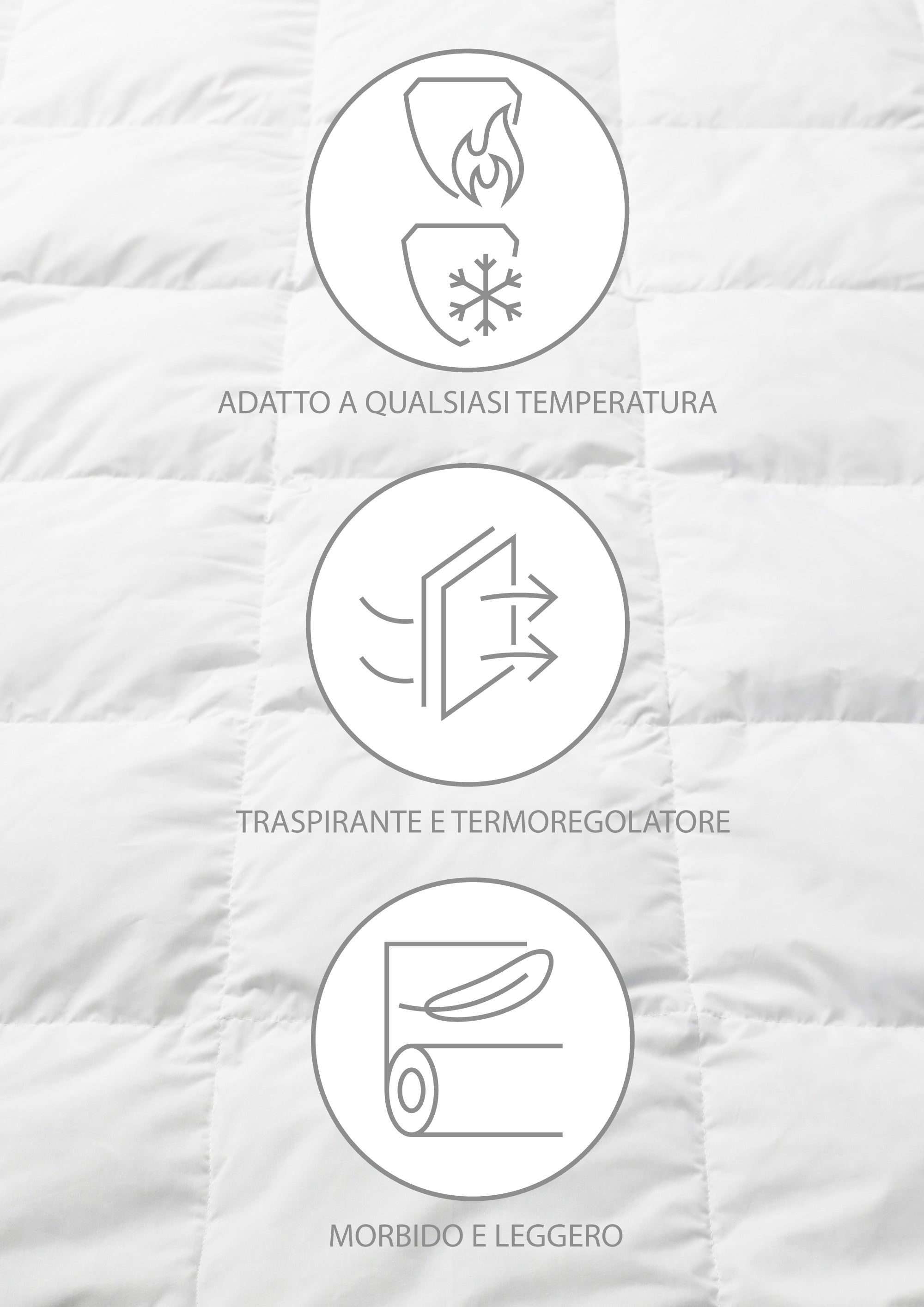 Piumino invernale autunnale vera piuma d'oca 3 misure 50/50 Caldo 320Gr/Mq Piumone 3 Misure - Bianco - Matrimoniale