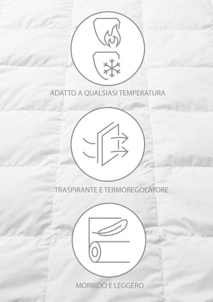 Piumino invernale autunnale vera piuma d'oca 3 misure 50/50 Caldo 320Gr/Mq Piumone 3 Misure - Bianco - Matrimoniale