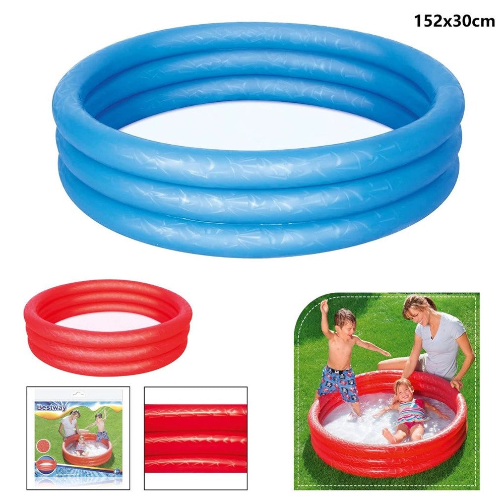 Trade Shop - Piscina Gonfiabile Tinta Unita Effetto Ghiaccio 3 Anelli 152x30cm Giardino 51026 -
