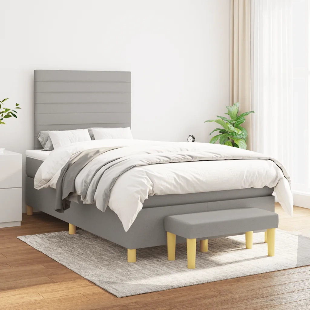 Giroletto a Molle con Materasso Grigio Chiaro 120x190cm Tessutocod mxl 91581