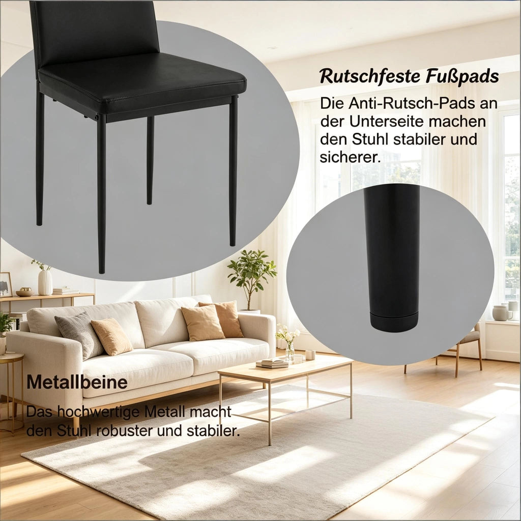 SEDIA da pranzo ergonomica 42 x 94,5 x 59 cm pelle sintetica nera Set da 4 pezzi