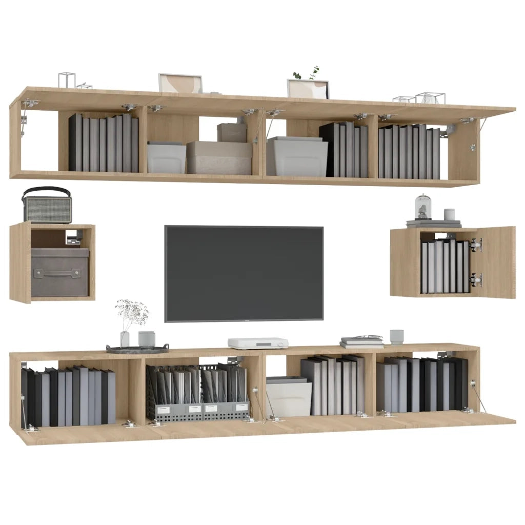 Set di Mobili Porta TV 6 pz Rovere Sonoma in Legno Multistrato 3114368