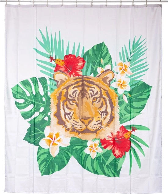 Douchegordino 180x200 Cm - Poliestere - Douchegordino antischiummoso - Applicazione alla stanghetto douchegordino - Tropical