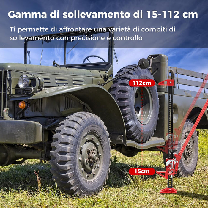 Cric per Auto a Cremagliera, Capacità di Sollevamento di 3000 kg, Cric di Sollevamento Pesante per Auto, Camion, Jeep, Quad, UTV e SUV