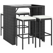 Set bar da giardino da 5 pezzi con cuscini in polyrattan nero 02_0013388