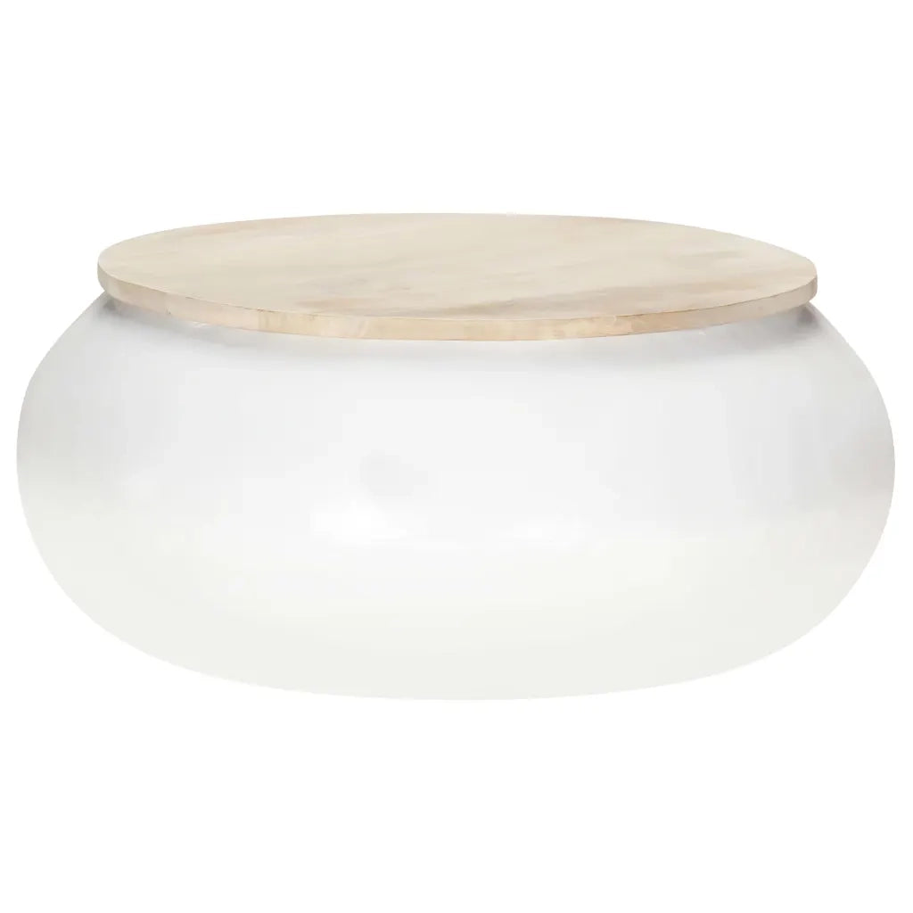 Tavolino da Salotto Bianco 68x68x30 cm Legno Massello di Mango 323535