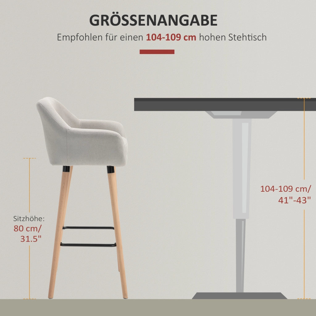 Sgabelli da Bar Set 2 Pezzi con Poggiapiedi ¨C zephmum ¨C Massello Beige 55x48x100 cm