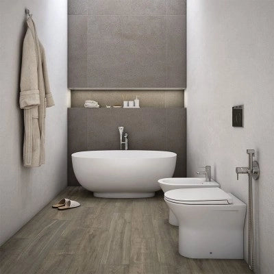 Set sanitari filomuro resort rimless in bianco lucido con copriwc flat soft close