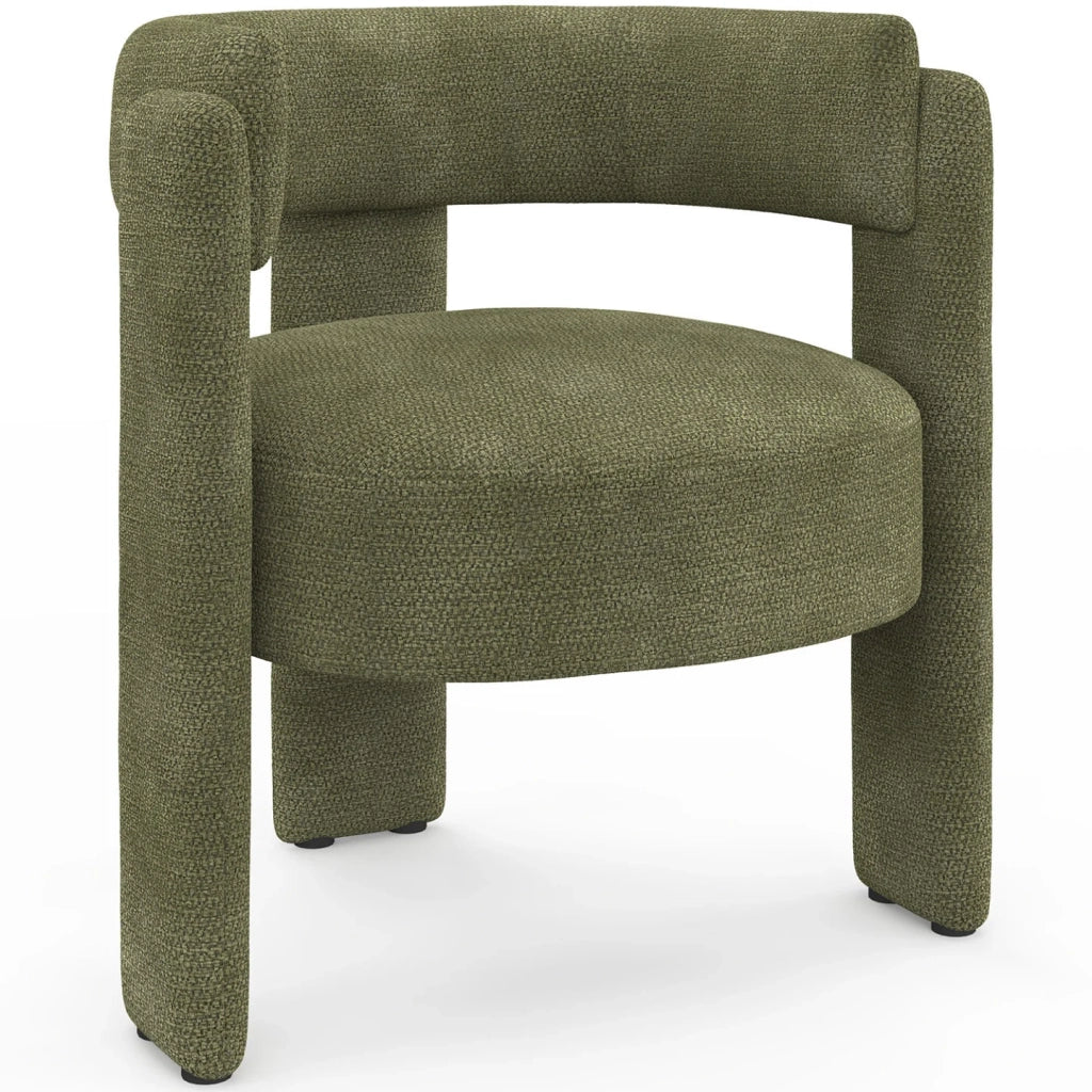 IDMarket - Poltrona treppiede GUSTAVE in tessuto di ciniglia verde