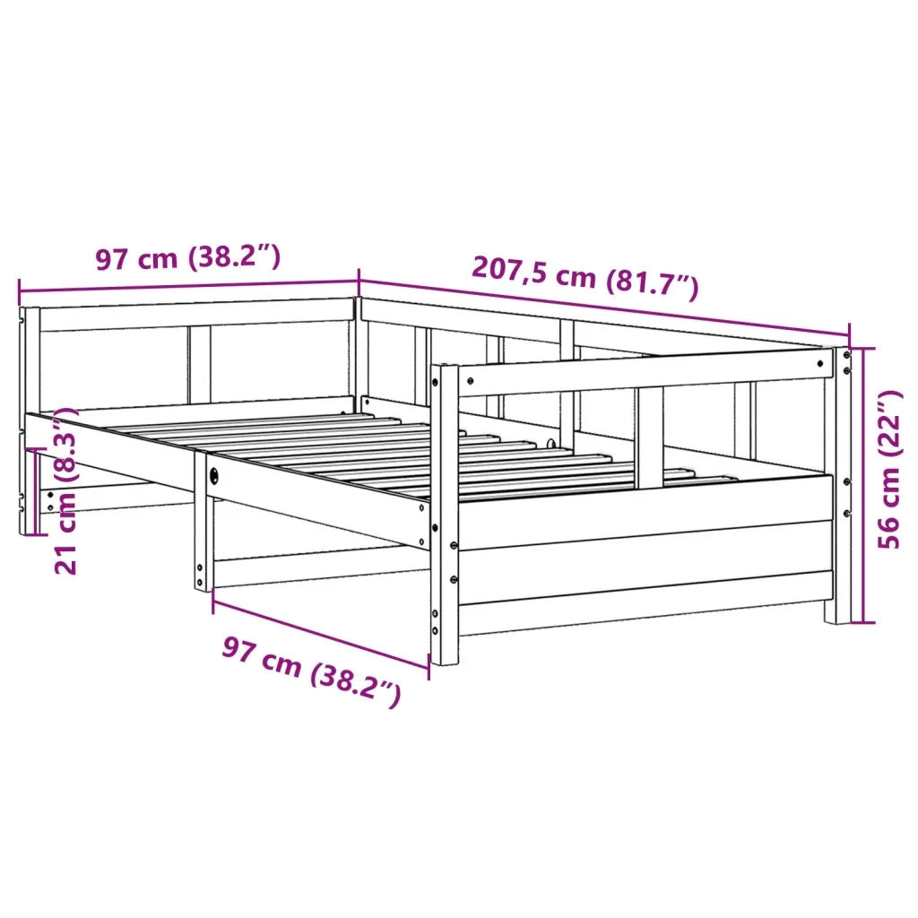 Dormeuse senza Materasso Bianca 90x200 cm Legno Massello Pino 854962