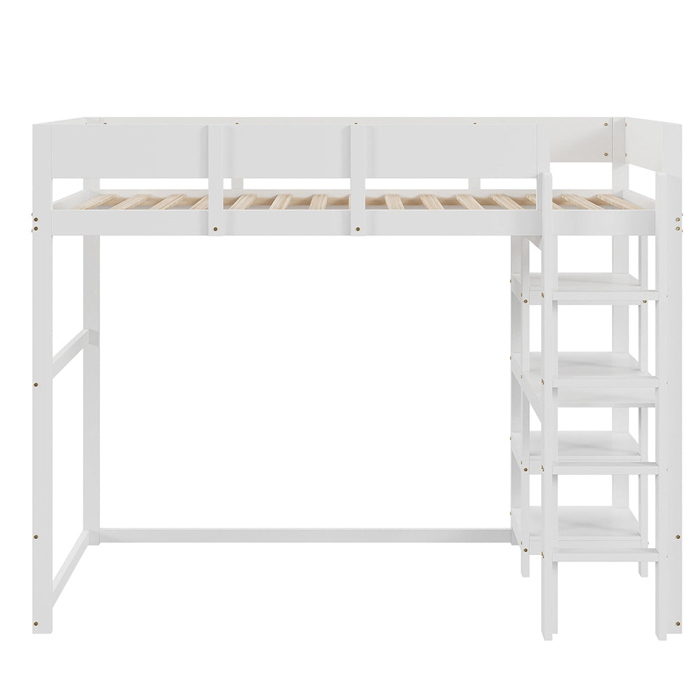Letto singolo 90x200 cm - Xylo - Cornice in pino massiccio, bianco