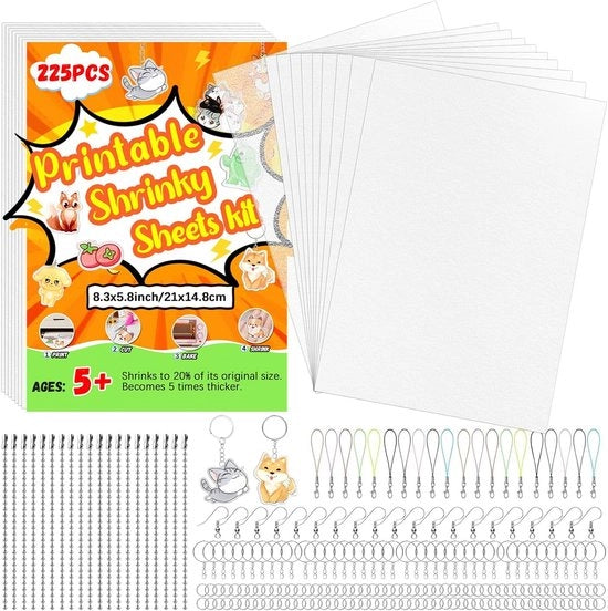 Set di Cartucce di Adesivo A5 per Fai da Te - 225 pezzi - Incluso Adesivo per Stampa - Accessorio per Chiave - Orecchino 21 x 14.8 cm