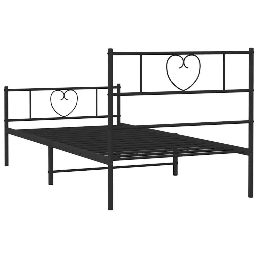 Giroletto con Testiera e Pediera-Struttura Letto Metallo Nero 100x190 cm 345043