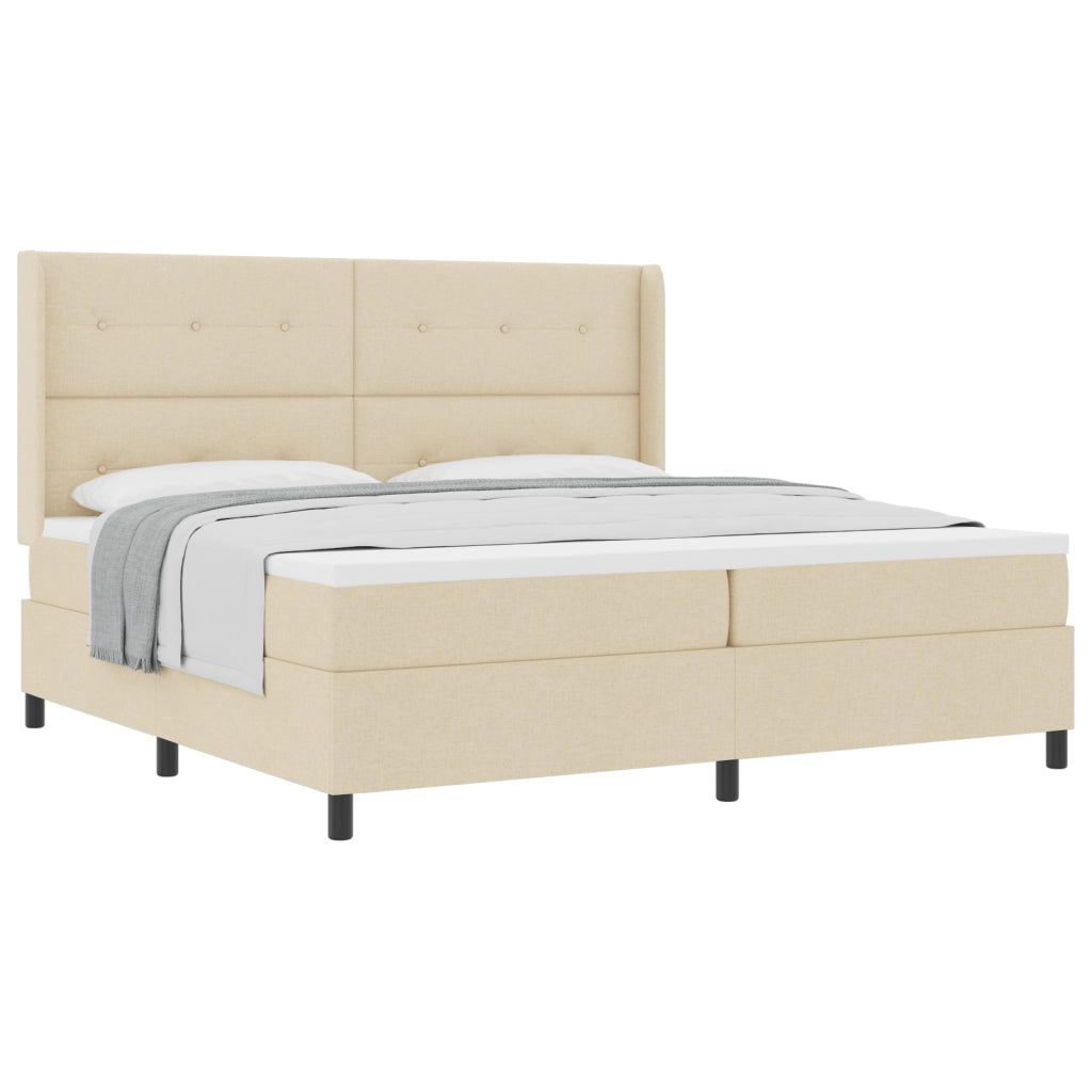 Letto a Doghe  con Materasso Crema 200x200 cm in Tessuto